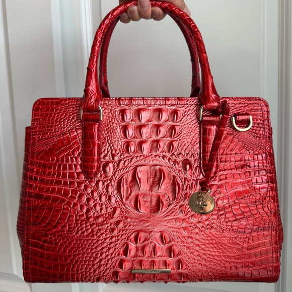 Brahmin Handbags - Brahmin Small Finley Satchel Embrace Red Ombre Melbourne Leather